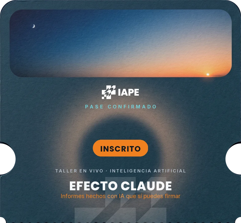 Pase confirmado del taller EFECTO CLAUDE con la marca de inscrito y la fecha del jueves 12 de noviembre